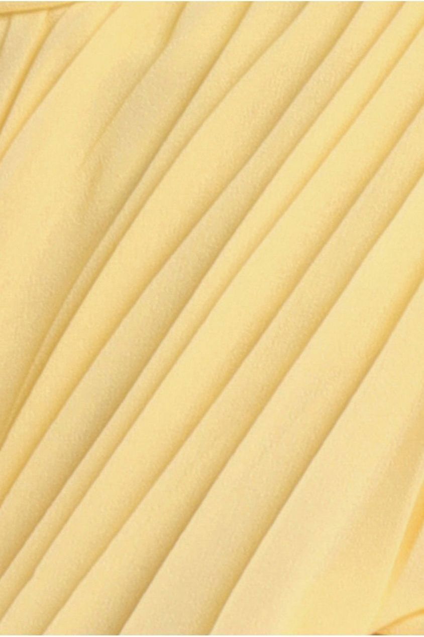 Pleated Bardot High Low Tier Chiffon Midaxi Dress - Lemon DR4272