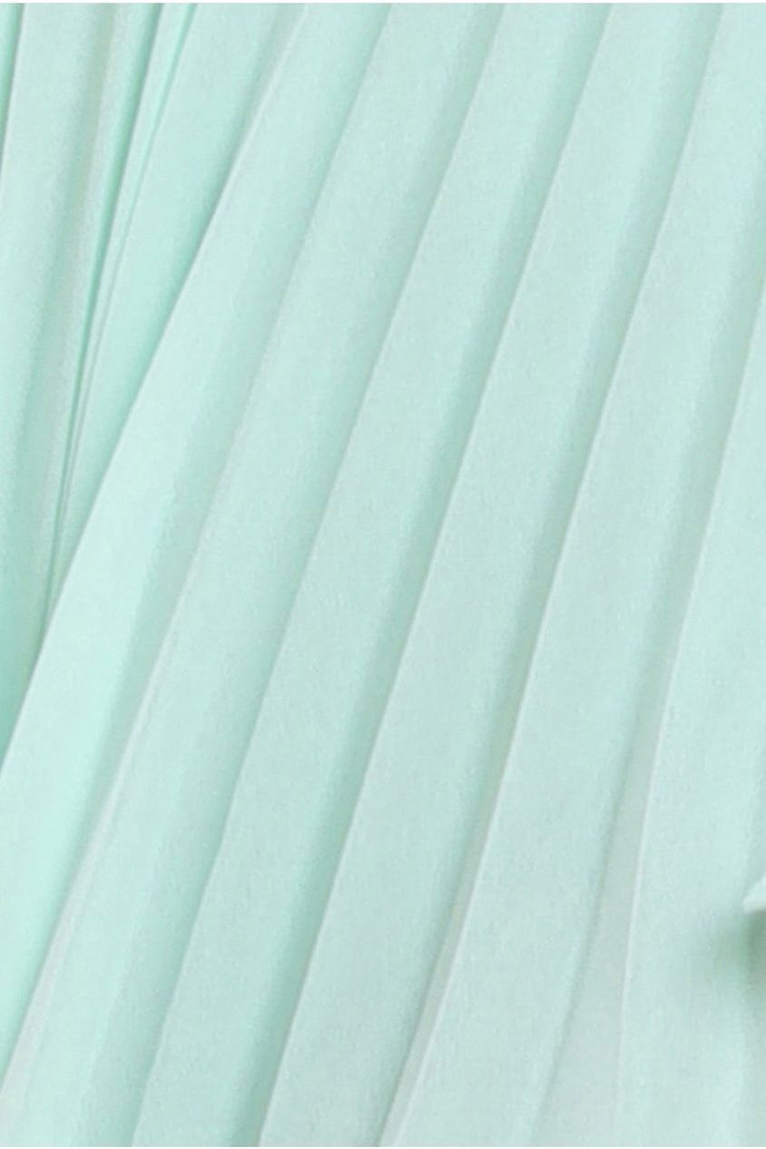 Pleated Bardot High Low Tier Chiffon Midaxi Dress - Mint Green DR4272