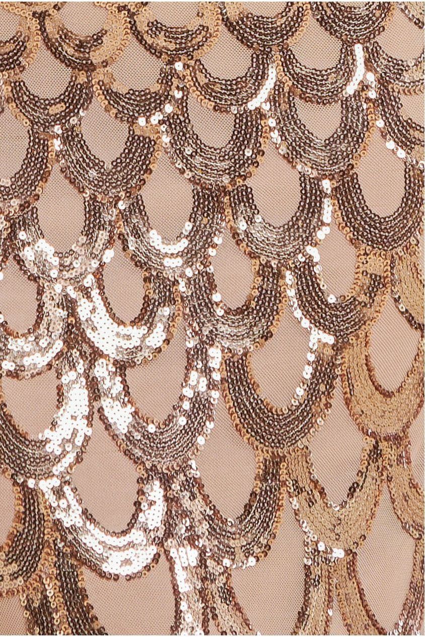 Diamante Strap Fish Scale Sequin Maxi Dress - Champagne DR4276