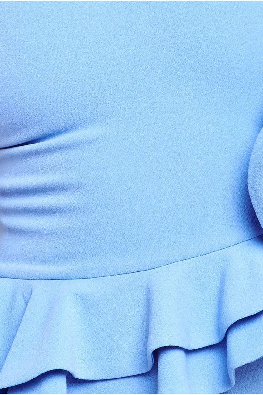 Scuba Crepe Rose Frill Maxi Dress - Cornflower Blue DR4281