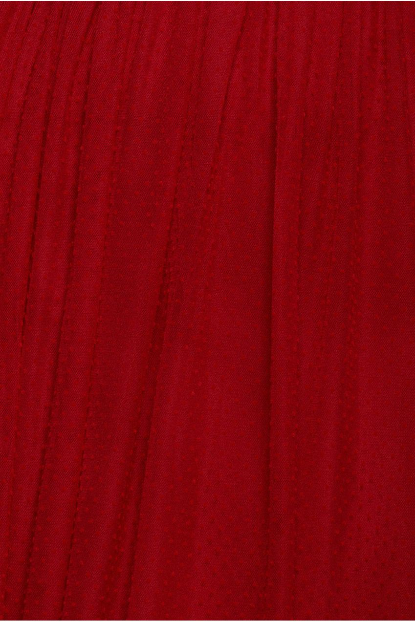 Sleeveless Pleated Dobby Mesh Corsage Maxi Dress - Red DR4294