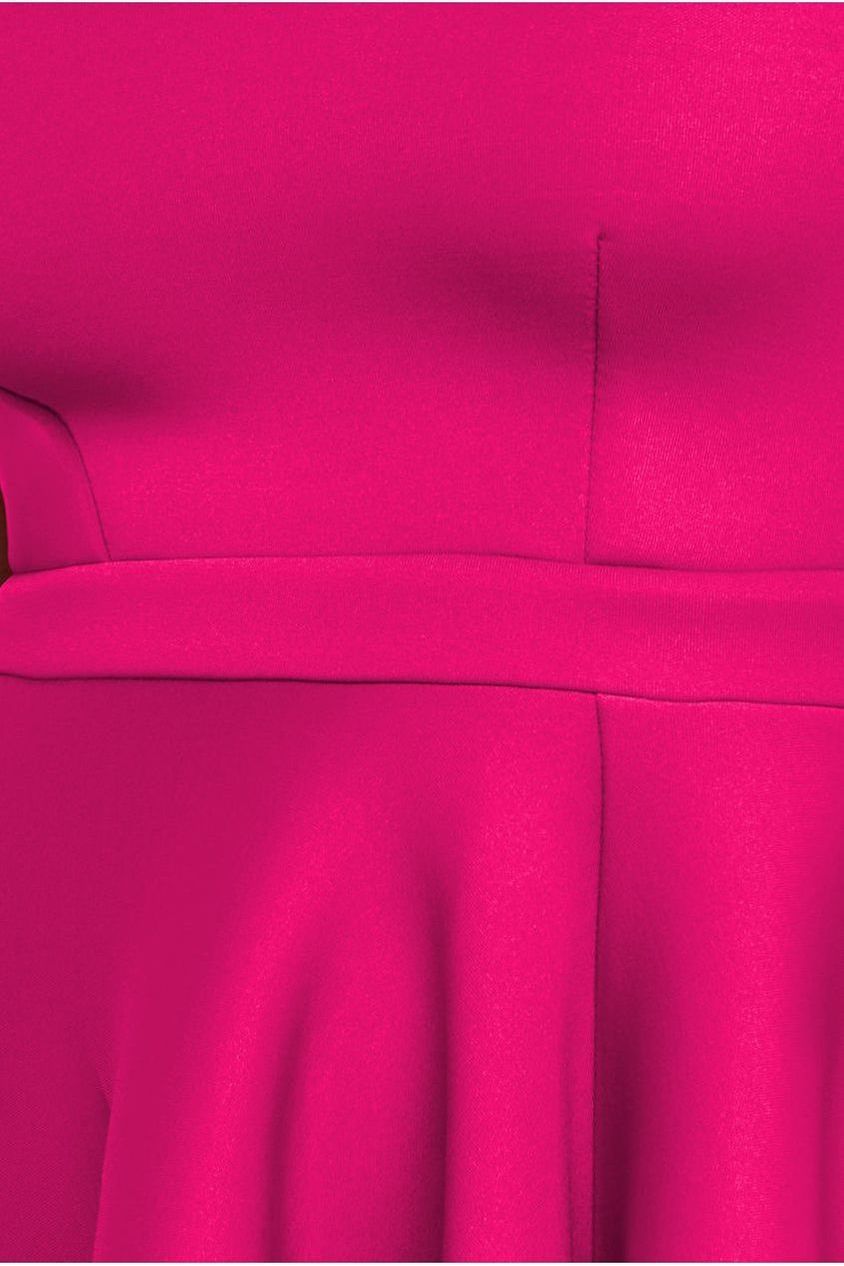 Asymmetric Flared Hem Midi Dress - Magenta DR4295