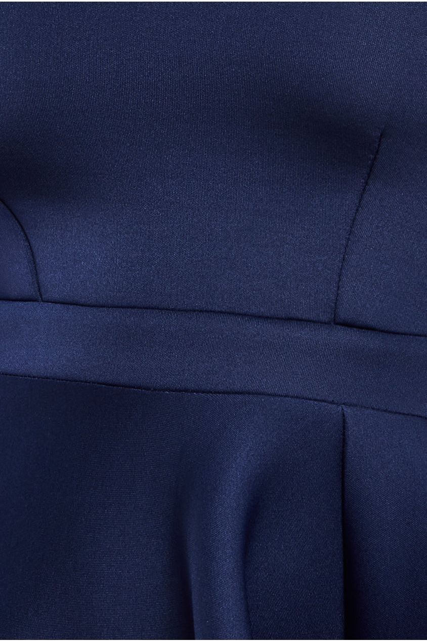 Asymmetric Flared Hem Midi Dress - Navy DR4295