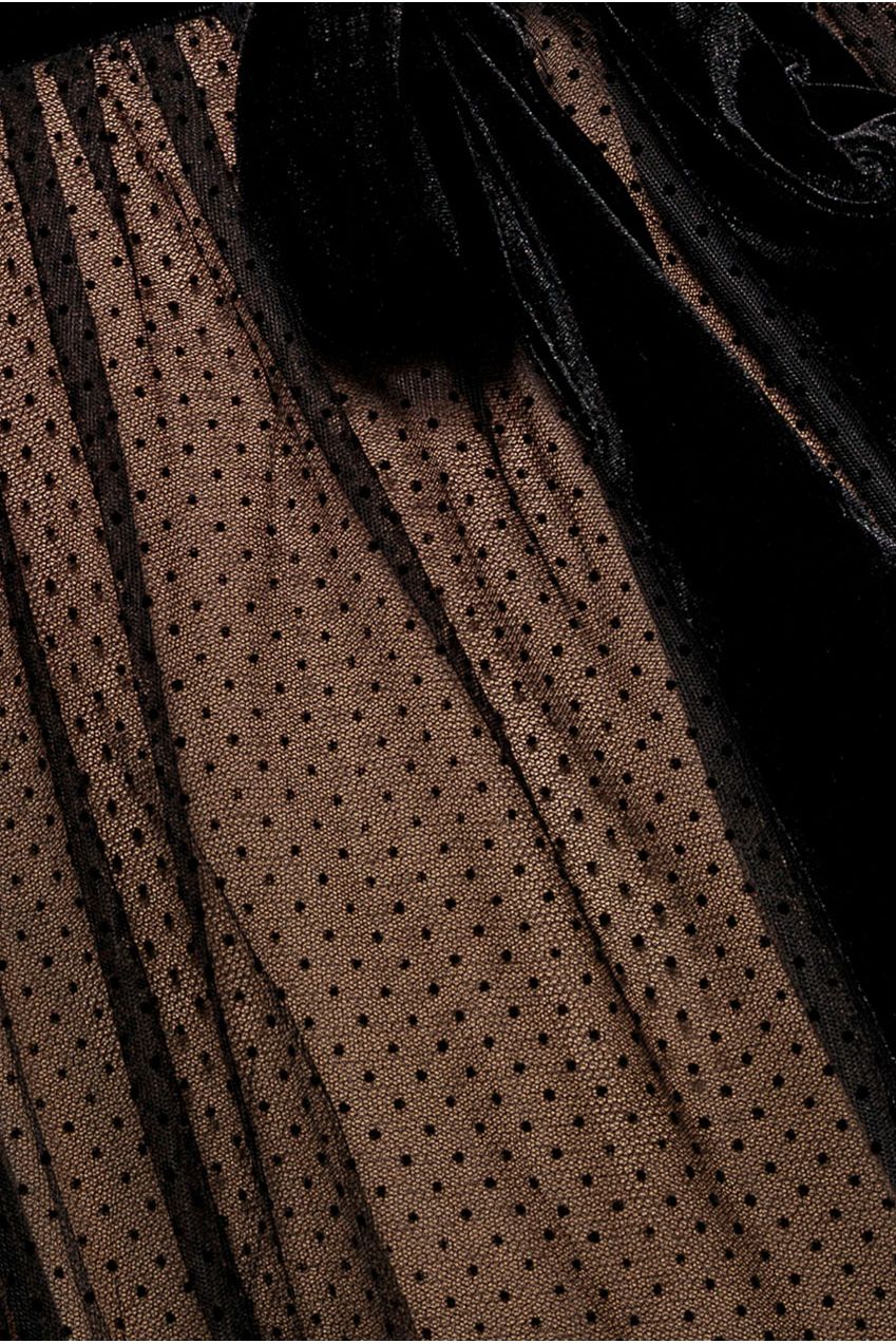 Dobby Mesh Off The Shoulder Princess Maxi Dress - Black DR4308