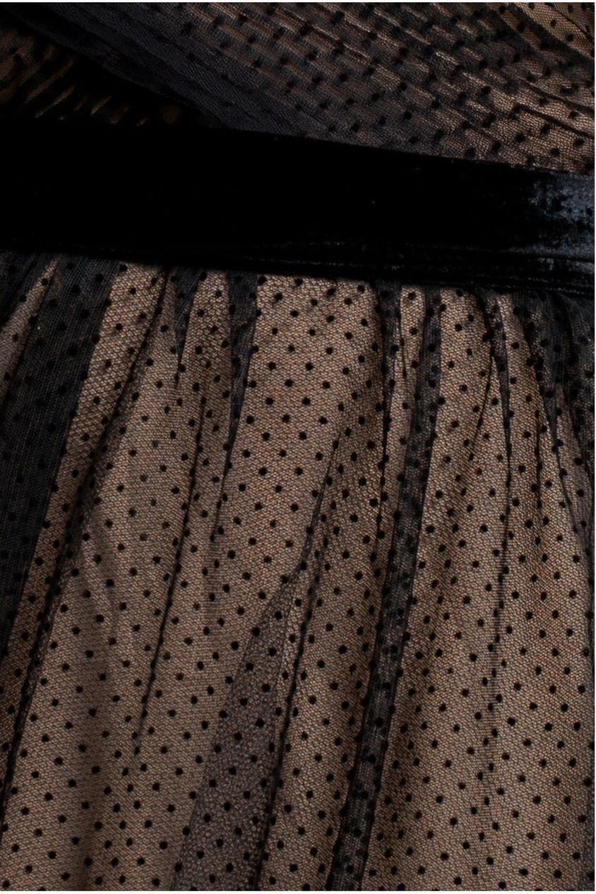 Dobby Mesh Off The Shoulder Princess Maxi Dress - Black DR4308