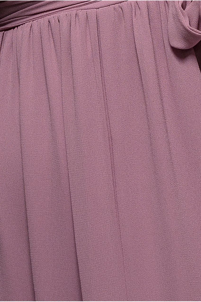 Sustainable Front Split Wrap Style Chiffon Maxi Dress - Dusty Lavender DR4314BBS