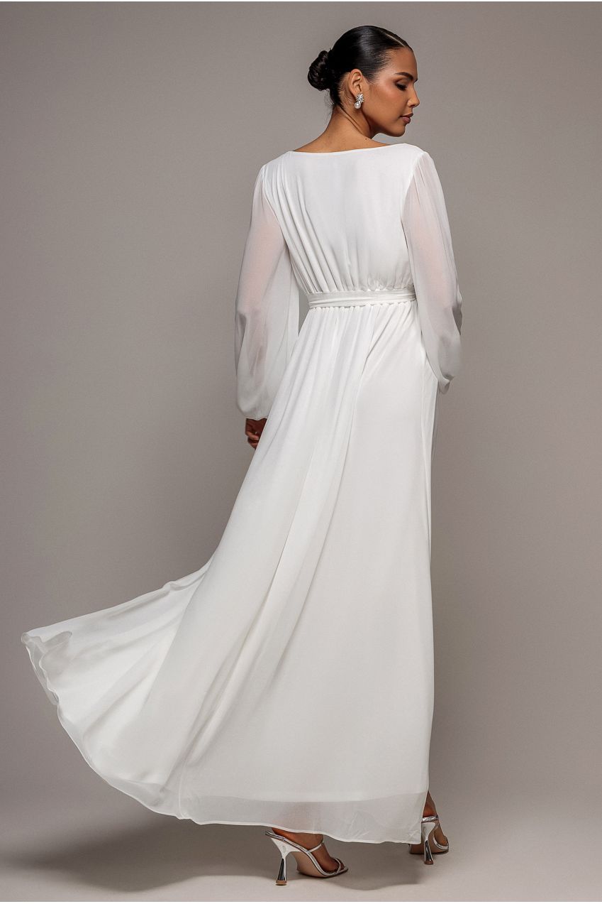 Wrap Back Maxi With Front Slit Chi On Maxi - White DR4314BBS