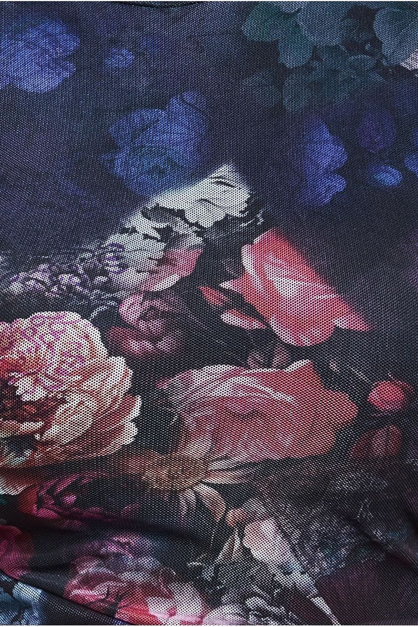 Asymmetric Gathered Skirt Midi Dress - Black DR4317