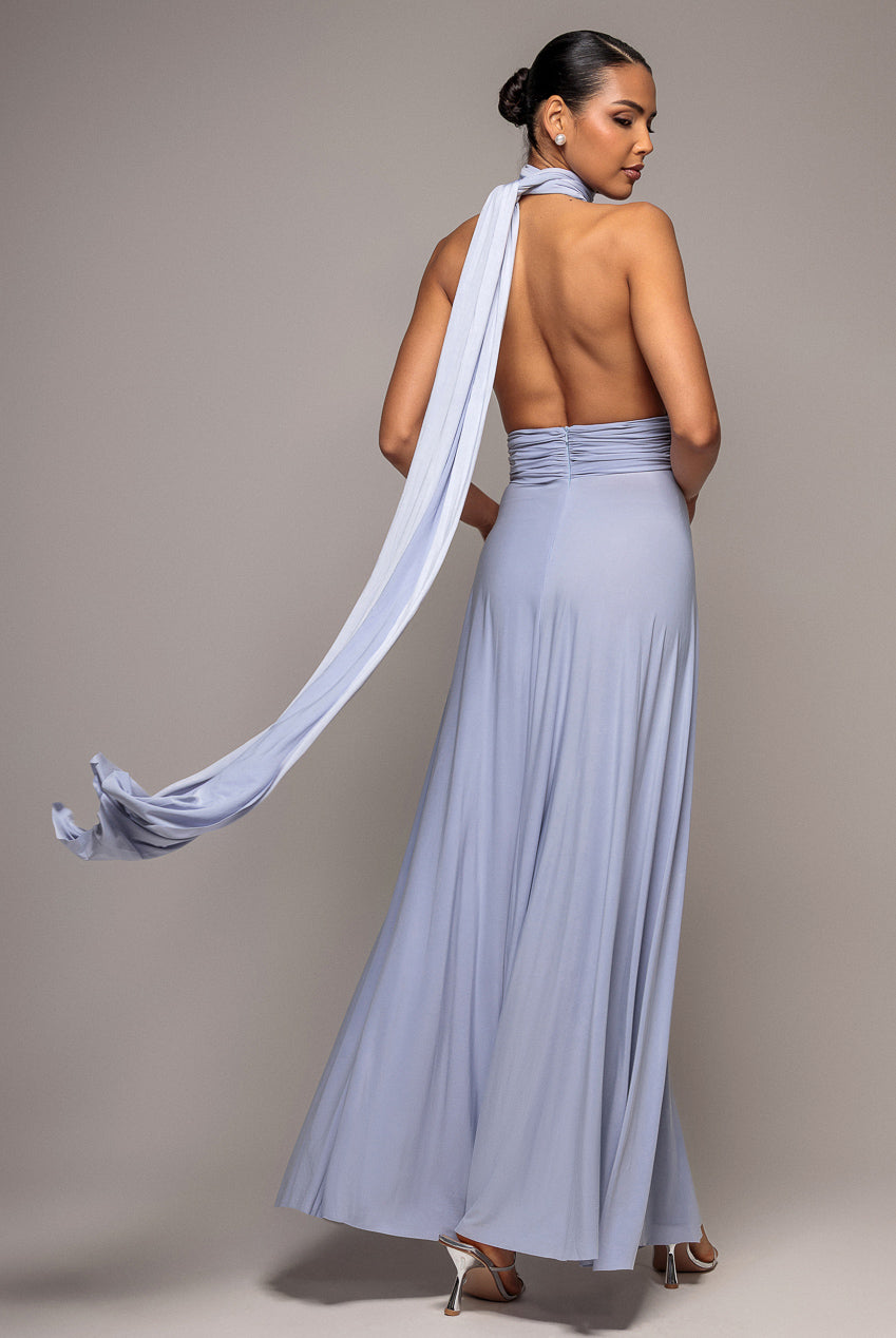 Multiway Tie Up Wrap Maxi Dress - Dusty Blue DR4329