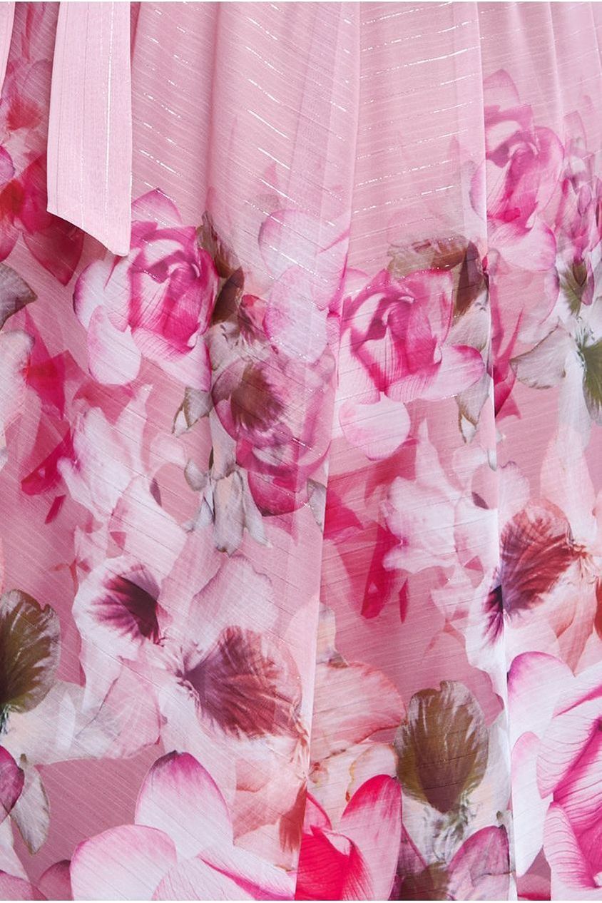 Maternity Chiffon Lurex Floral Border Print Midi Dress - Blush DR4331MAT