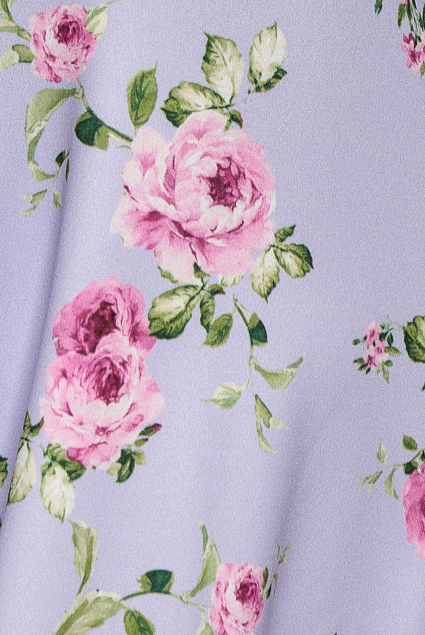 Floral Printed Flared Sleeve Midi - Lilac DR4345