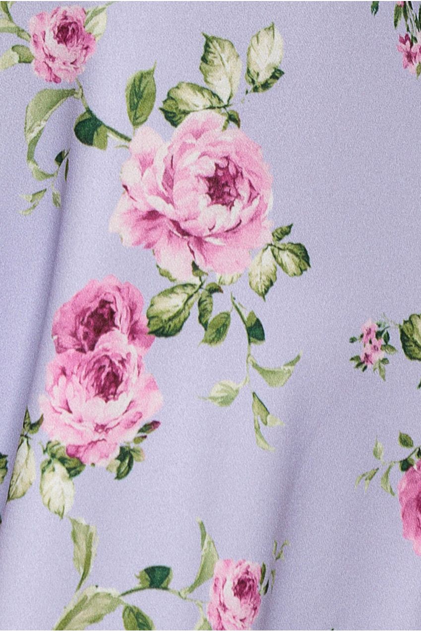Floral Printed Flared Sleeve Midi - Lilac DR4345