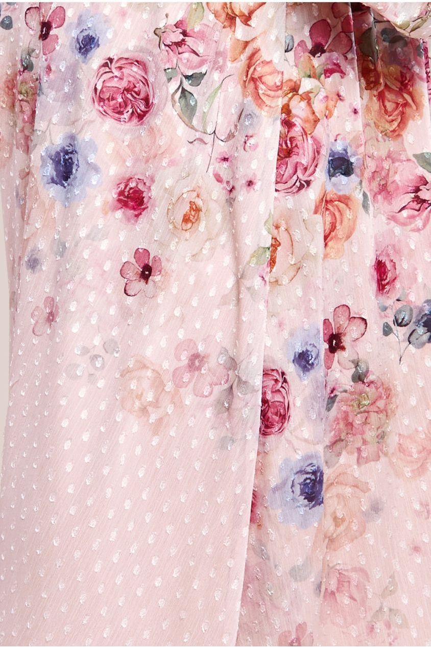 Maternity Ombre Floral Printed Wrap Midi Dress - Ivory DR4349MAT