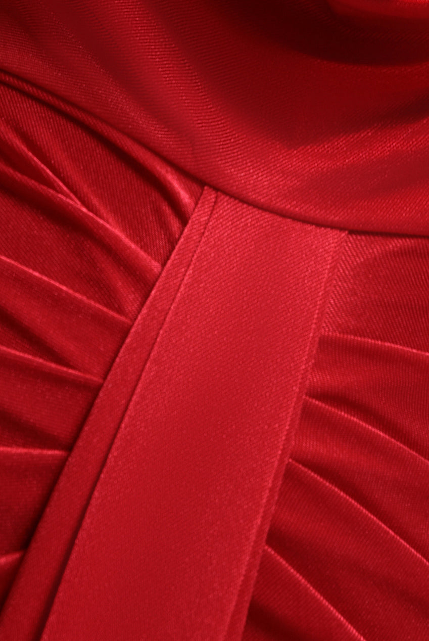 Open Back Cowl Neck Maxi Dress - Red DR4354