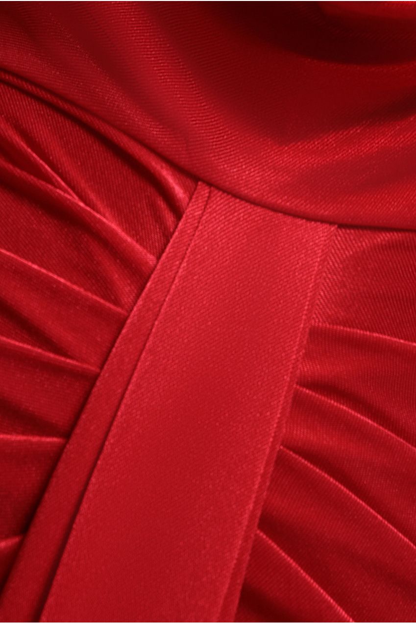 Open Back Cowl Neck Maxi Dress - Red DR4354