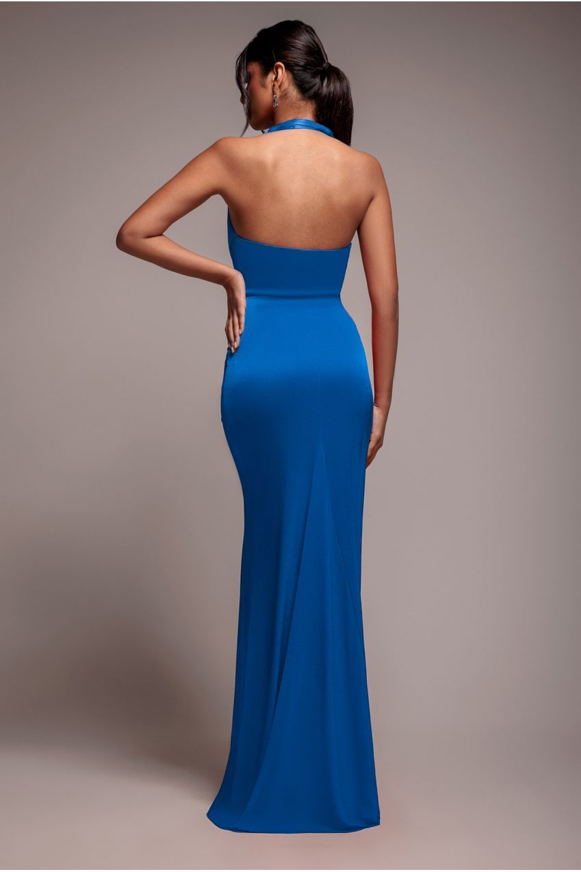 Open Back Cowl Neck Maxi Dress - Royal Blue DR4354