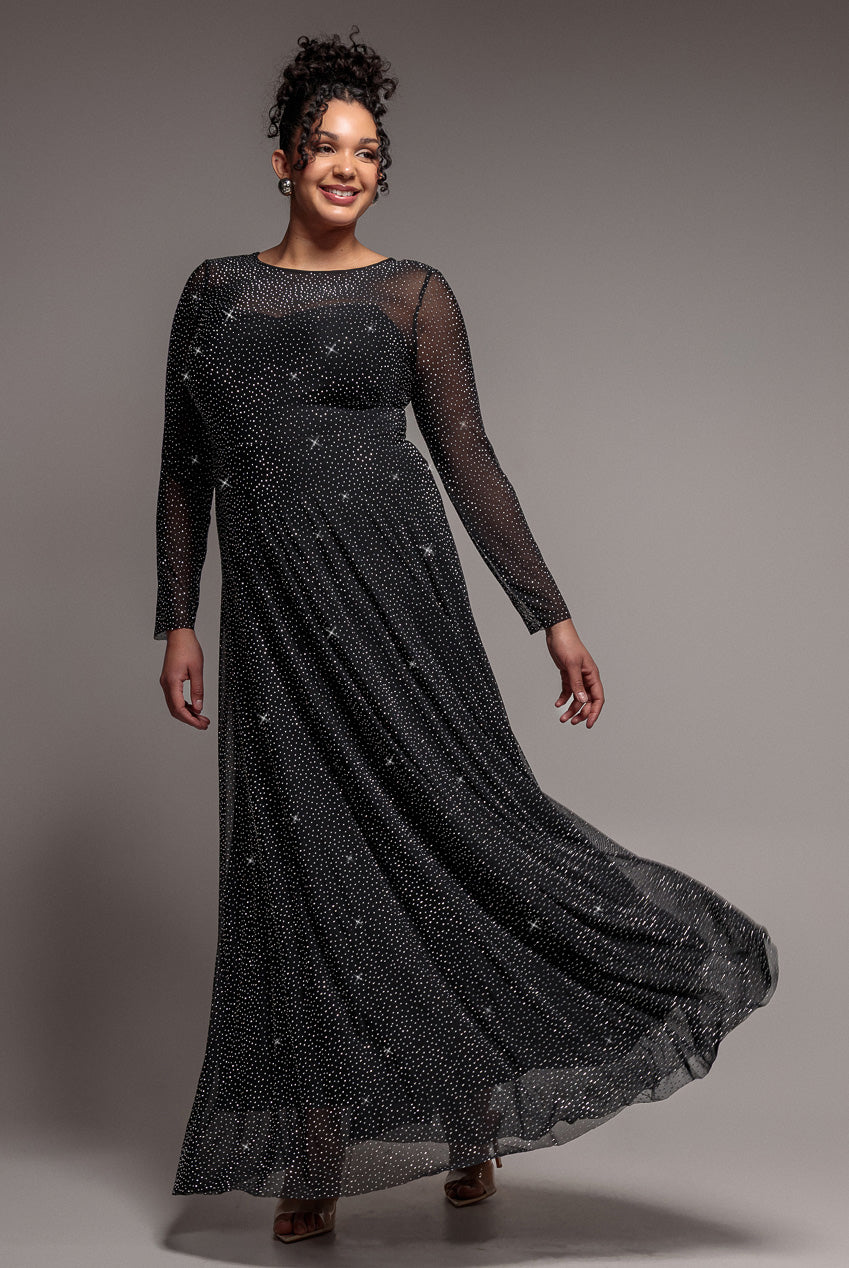 knee length dresses for ladies SELF-PORTRAIT Diamante Fishnet Midi-Dress main image 1