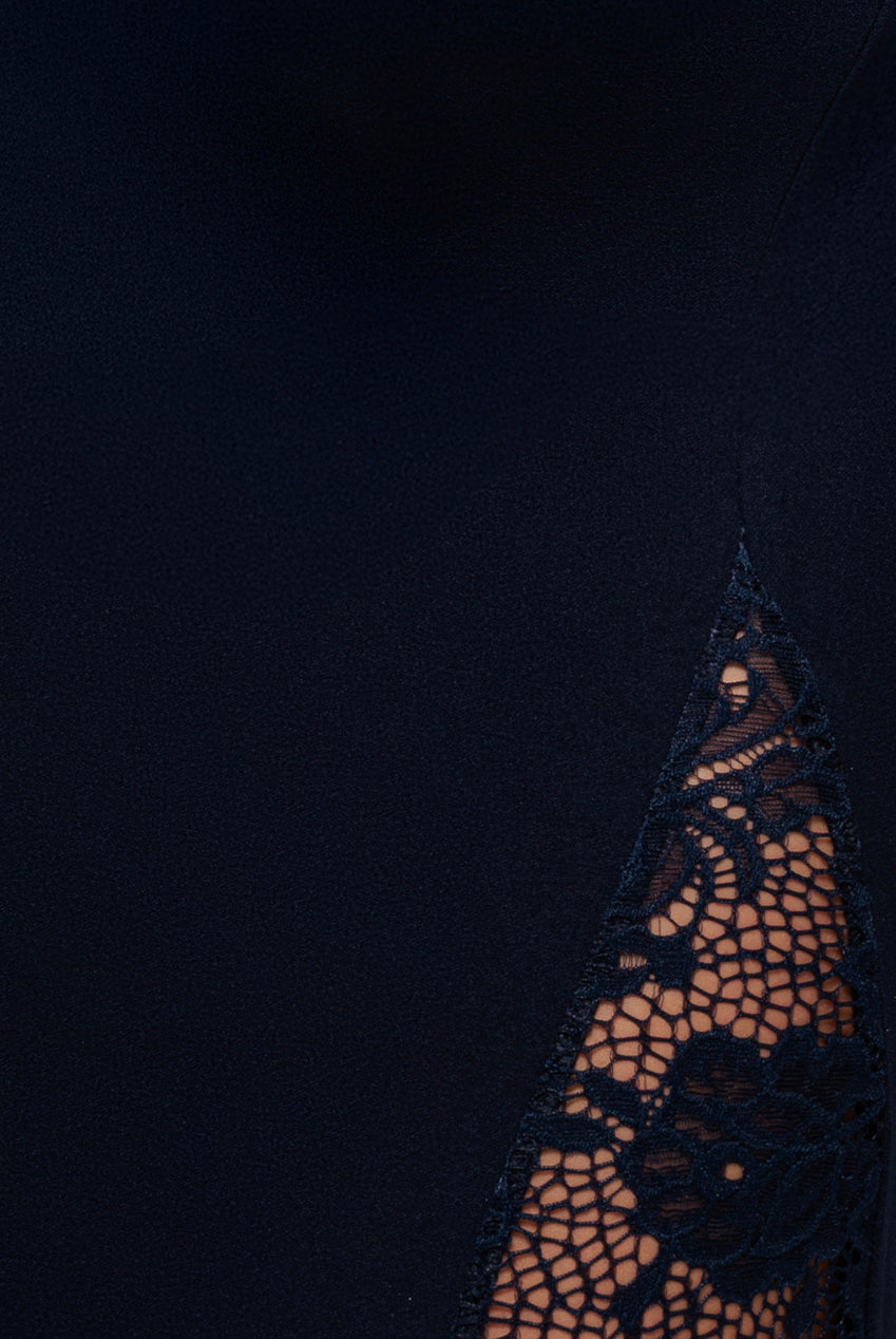 Scuba & Lace Wrap Maxi Dress - Navy Blue DR4366