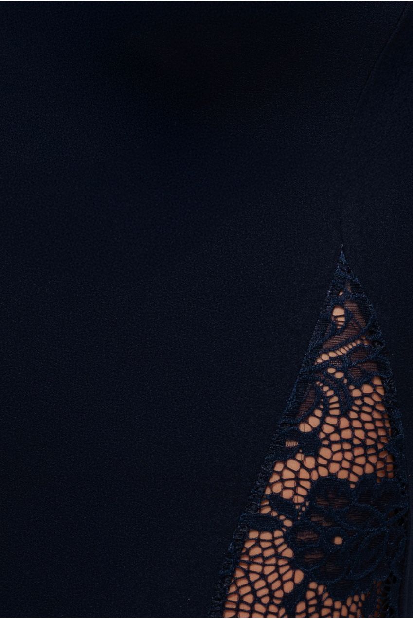 Scuba & Lace Wrap Maxi Dress - Navy Blue DR4366