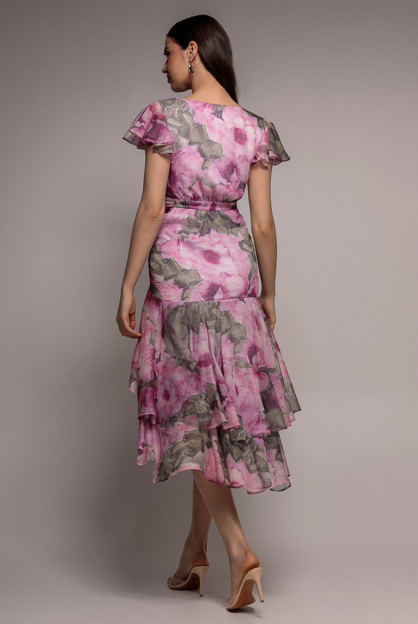 Floral Wrap High And Low Midaxi Dress - Blush DR4369
