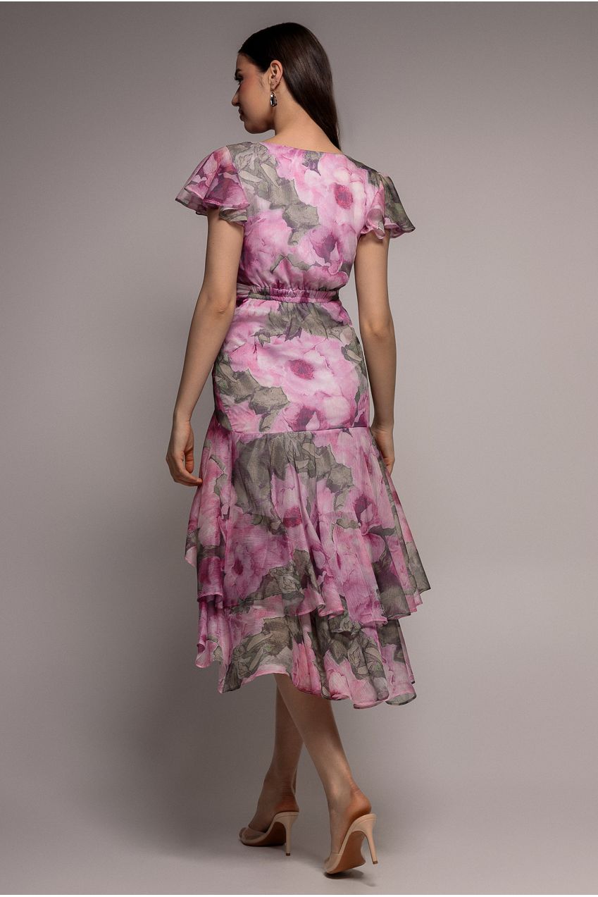 Floral Wrap High And Low Midaxi Dress - Blush DR4369