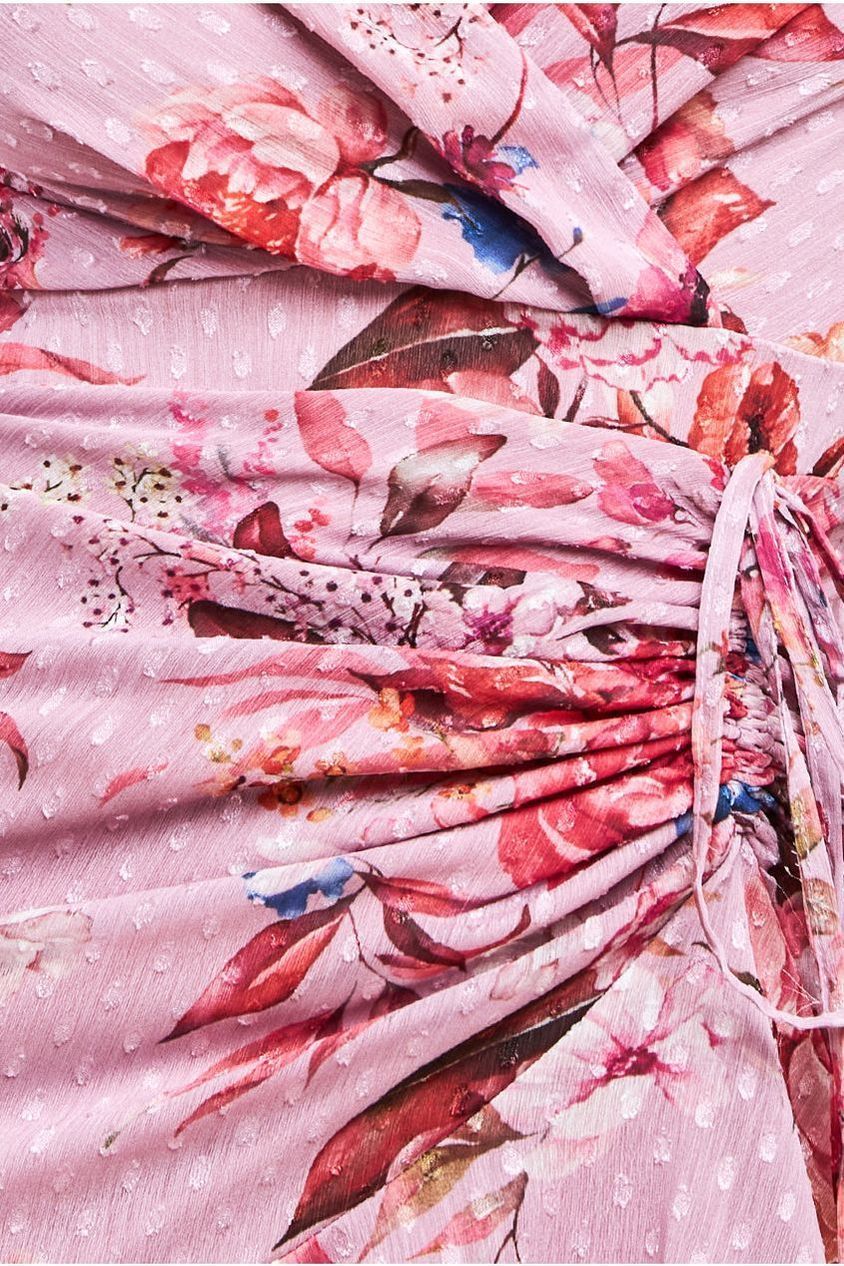 Floral Wrap High And Low Midaxi Dress - Blush Pink DR4369