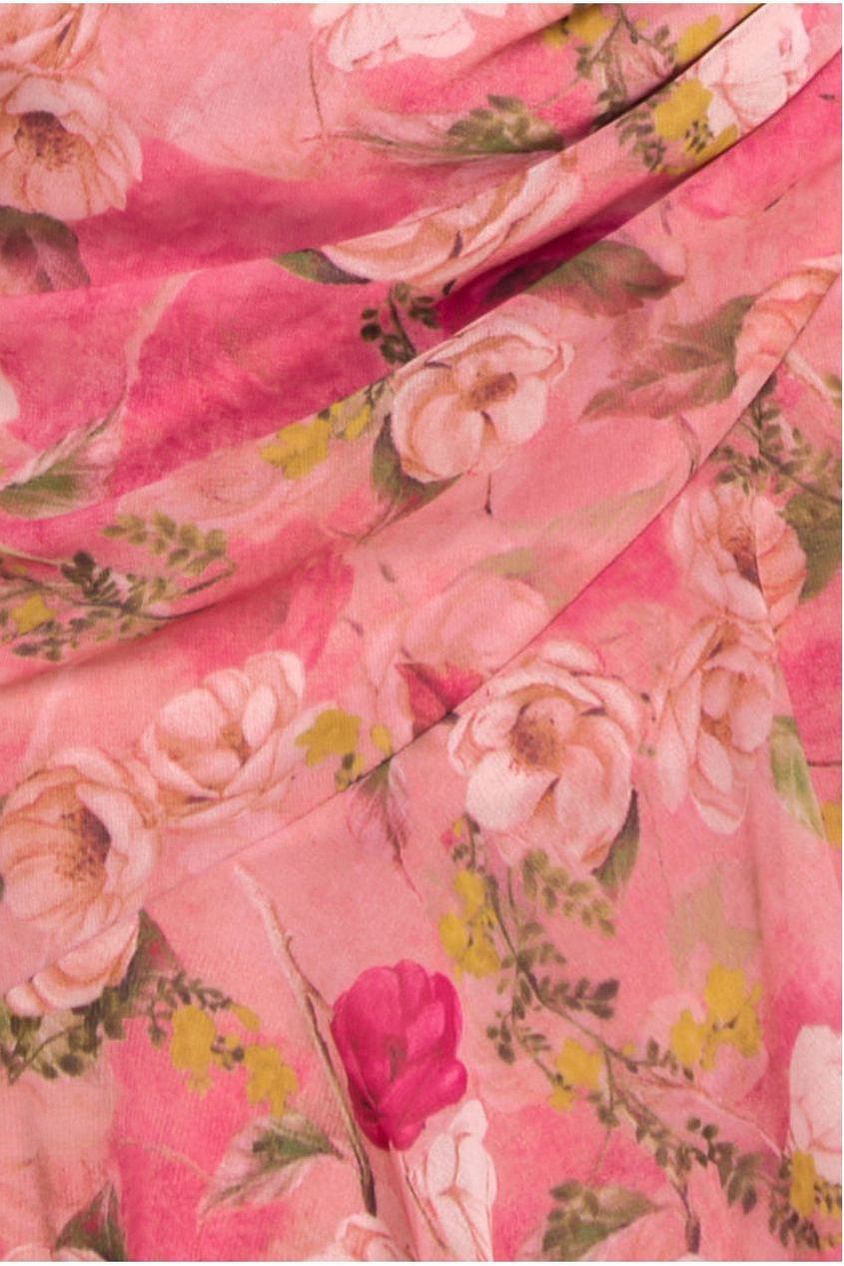 Floral Wrap High And Low Midaxi Dress - Pink DR4369