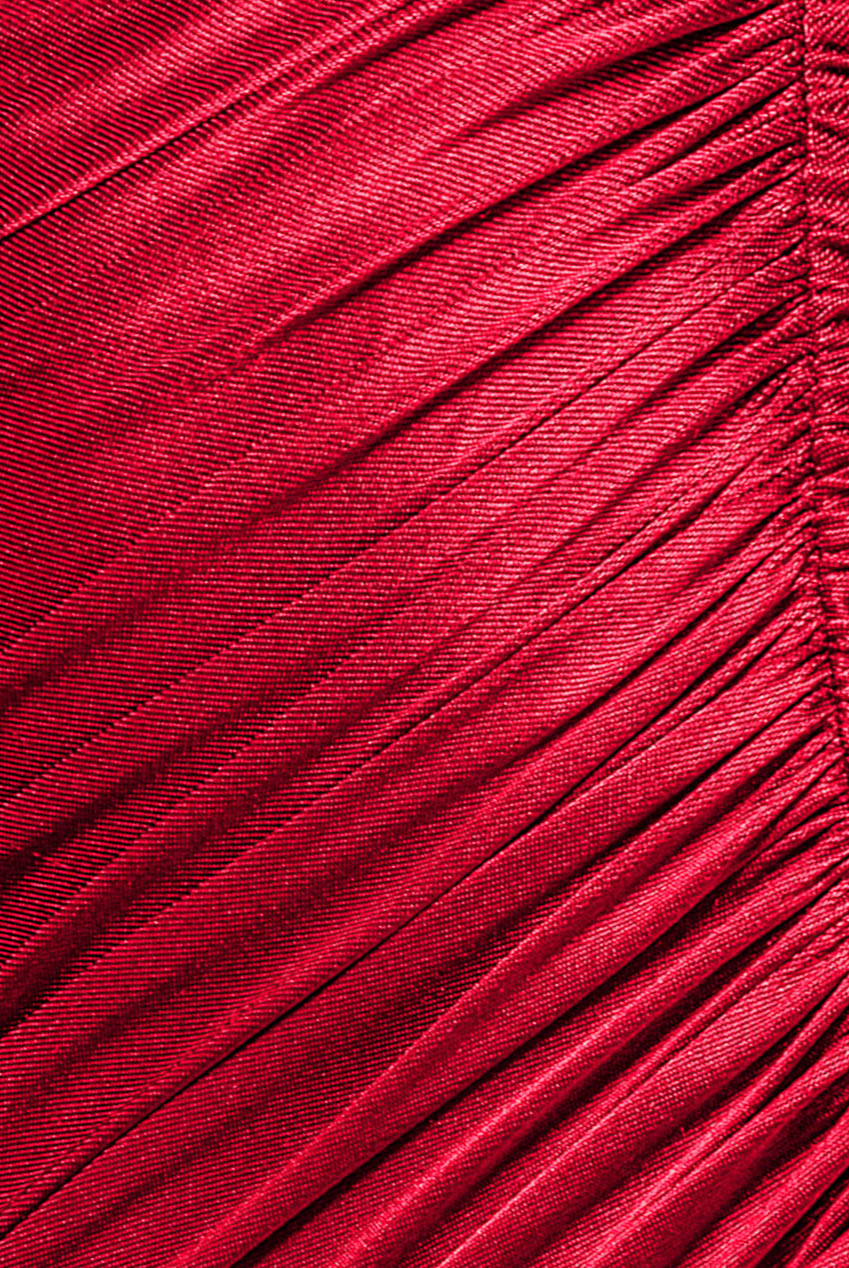 Slinky Satin One Shoulder Split Maxi Dress - Red DR4388