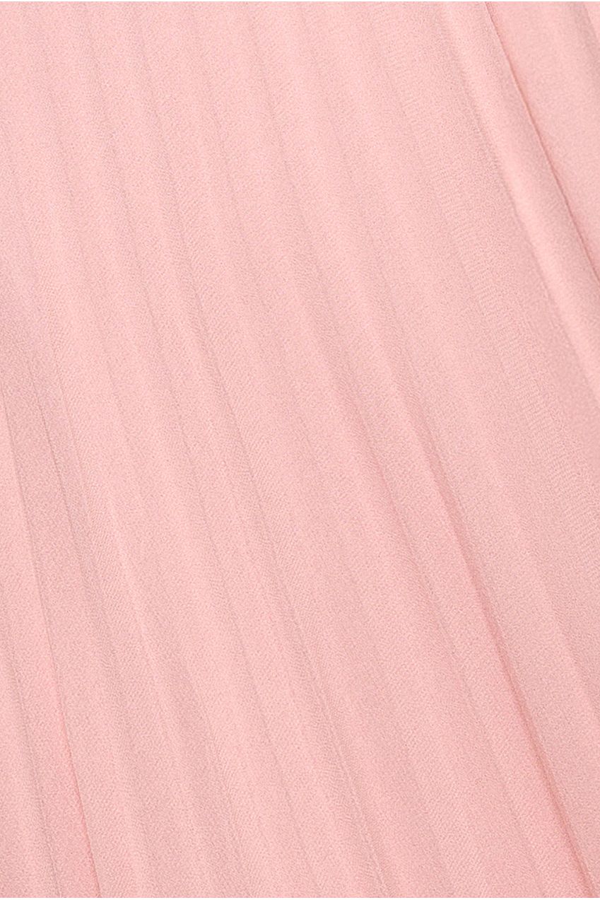 Scalloped Lace Bodice Pleated Chiffon A Line Maxi Dress - Blush Pink DR4390