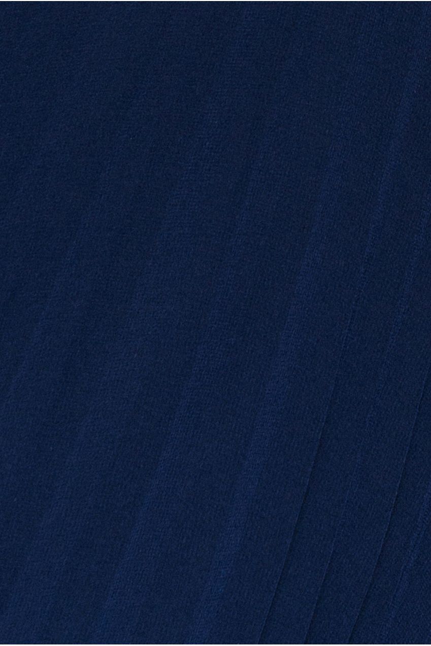 Scalloped Lace Bodice Pleated Chiffon A Line Maxi Dress - Navy Blue DR4390