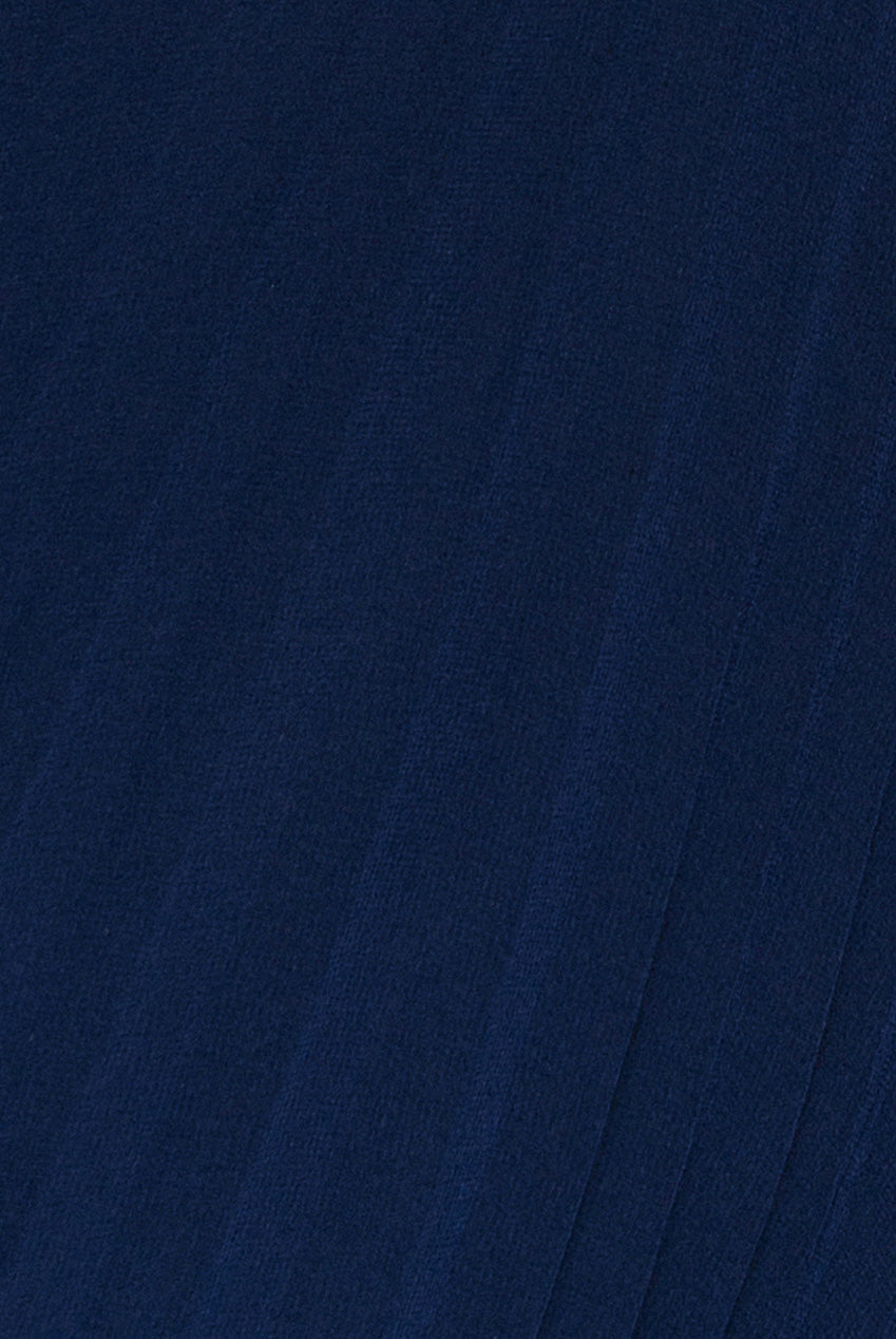 Scalloped Lace Bodice Pleated Chiffon A Line Maxi Dress - Navy Blue DR4390