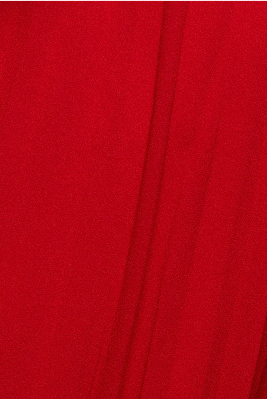 Scalloped Lace Bodice Pleated Chiffon A Line Maxi Dress - Red DR4390