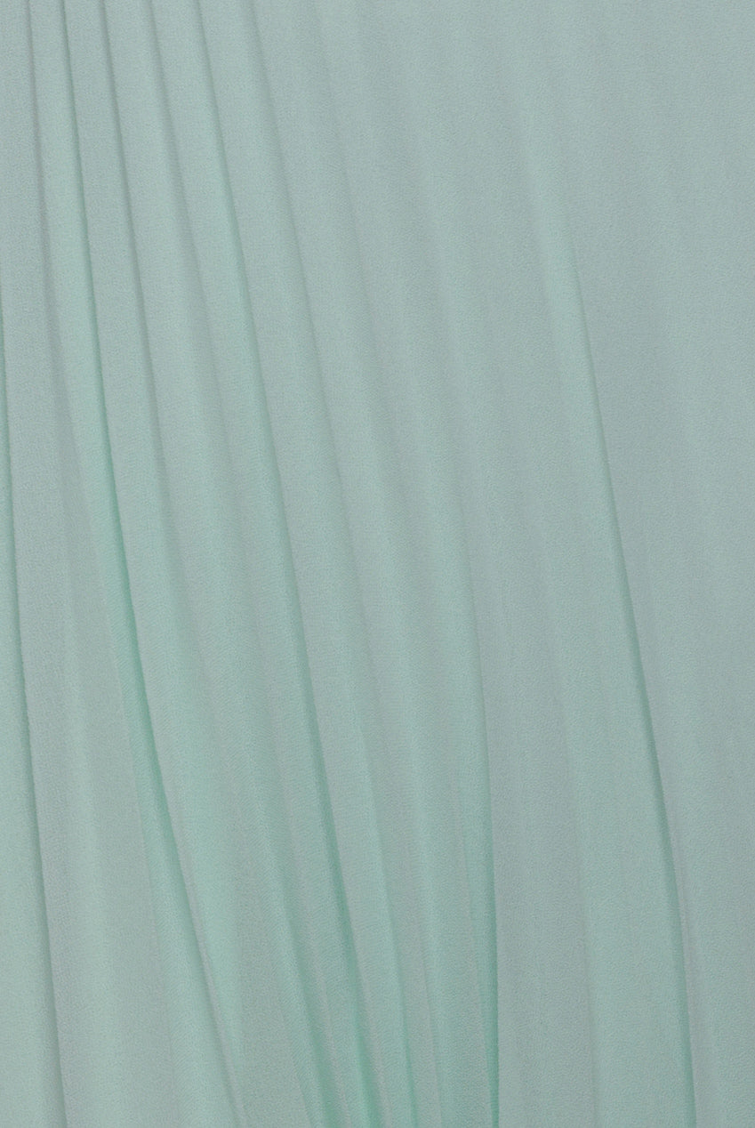 Scalloped Lace Bodice Pleated Chiffon A Line Maxi Dress - Mint Green DR4390