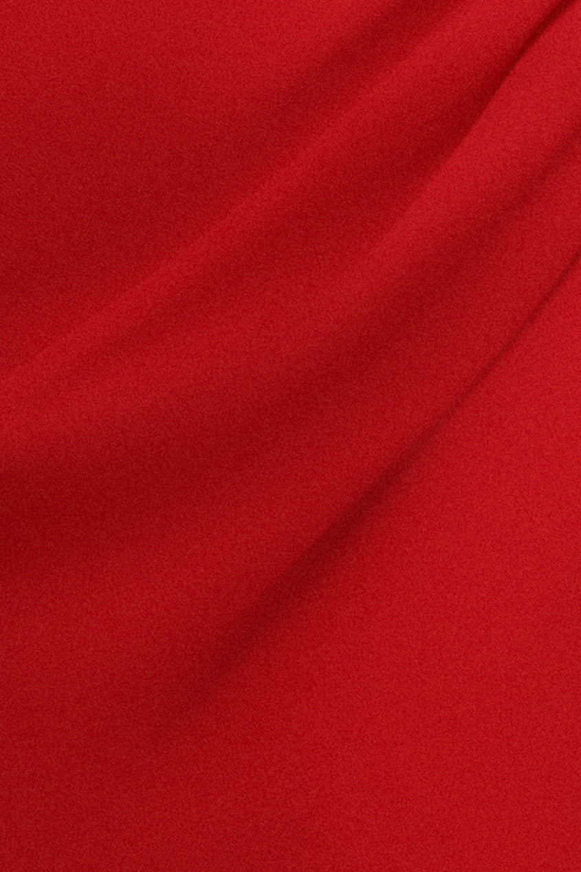 Scalloped Lace & Chiffon Winged Corset Bodice Maxi Dress - Red DR4397