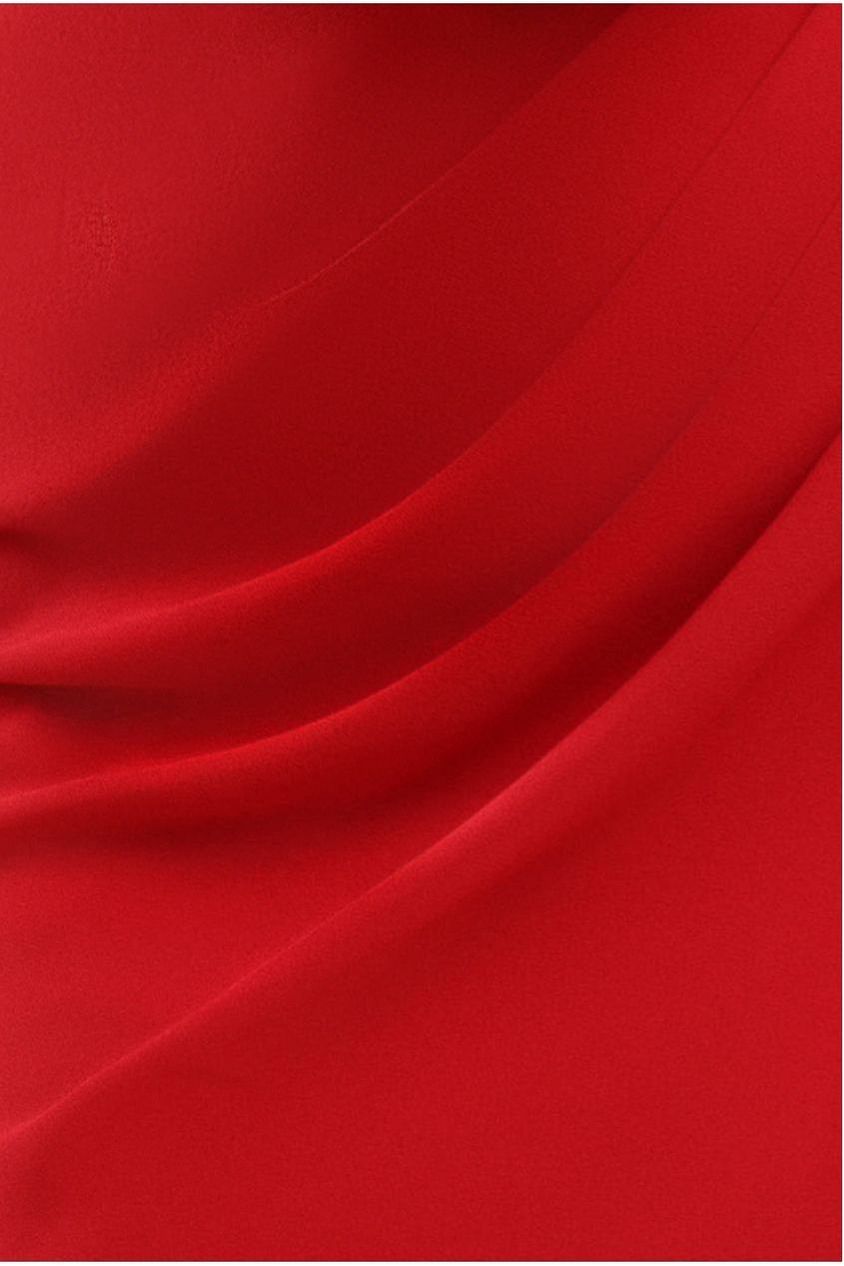 Scalloped Lace & Chiffon Winged Corset Bodice Maxi Dress - Red DR4397