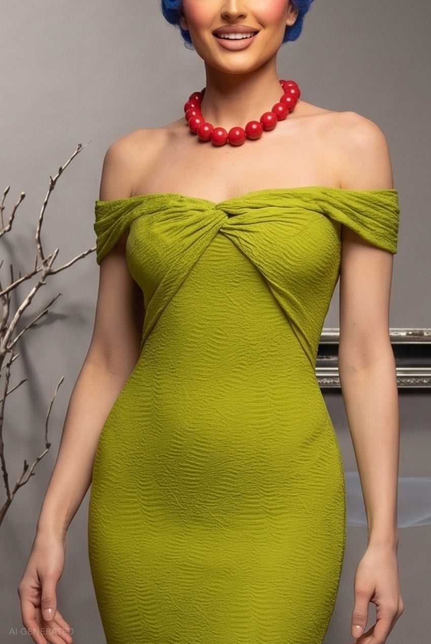 Strapless Bodycon Midi Marge Simpson-Inspired Halloween Costume - Lime Green DR4409-HAL