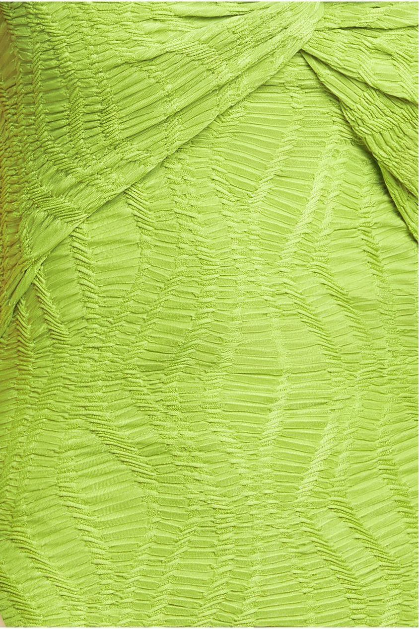 Front Knot Twist Midi Dress - Lime Green DR4409