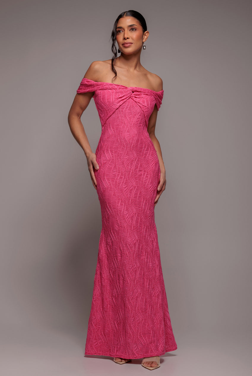 Front Knot Twist Maxi Dress - Magenta DR4418