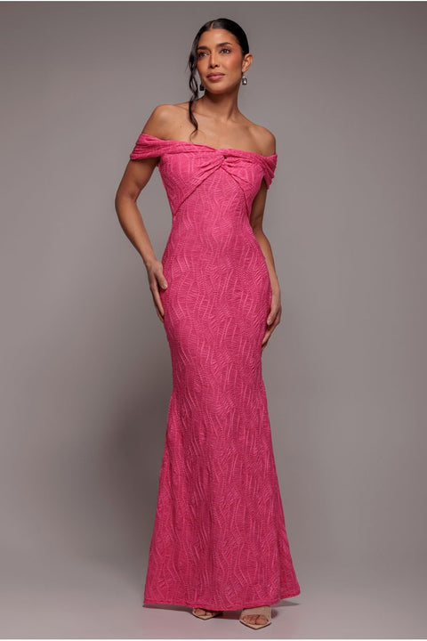 Front Knot Twist Maxi Dress - Magenta by Goddiva