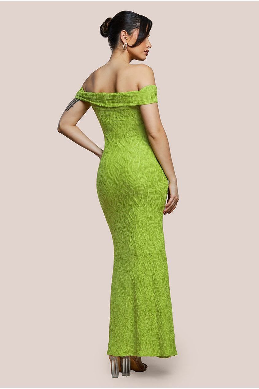 Front Knot Twist Maxi Dress - Lime Green DR4418