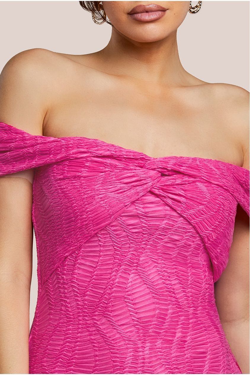 Front Knot Twist  Maxi Dress - Magenta DR4418