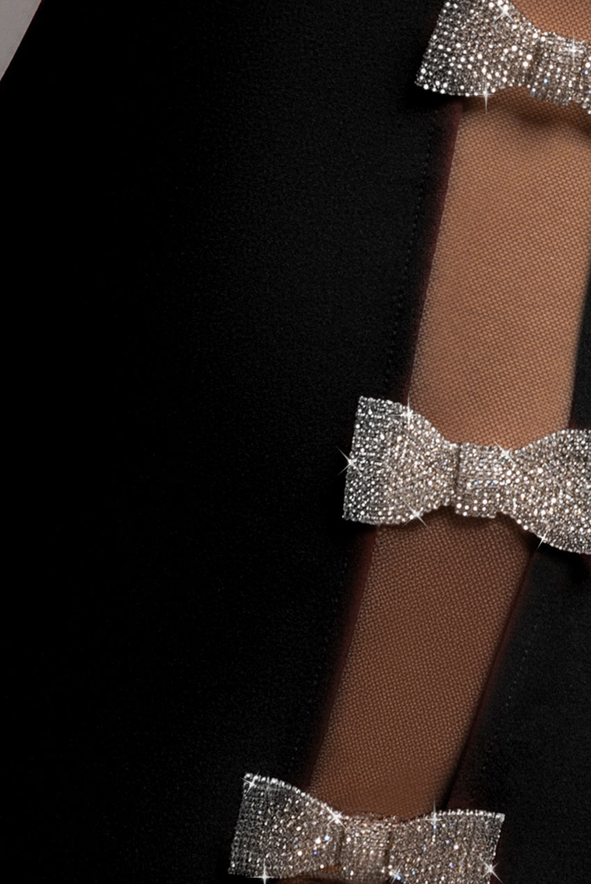 Bow Embellished Strapless Mermaid Maxi Dress - Black DR4422