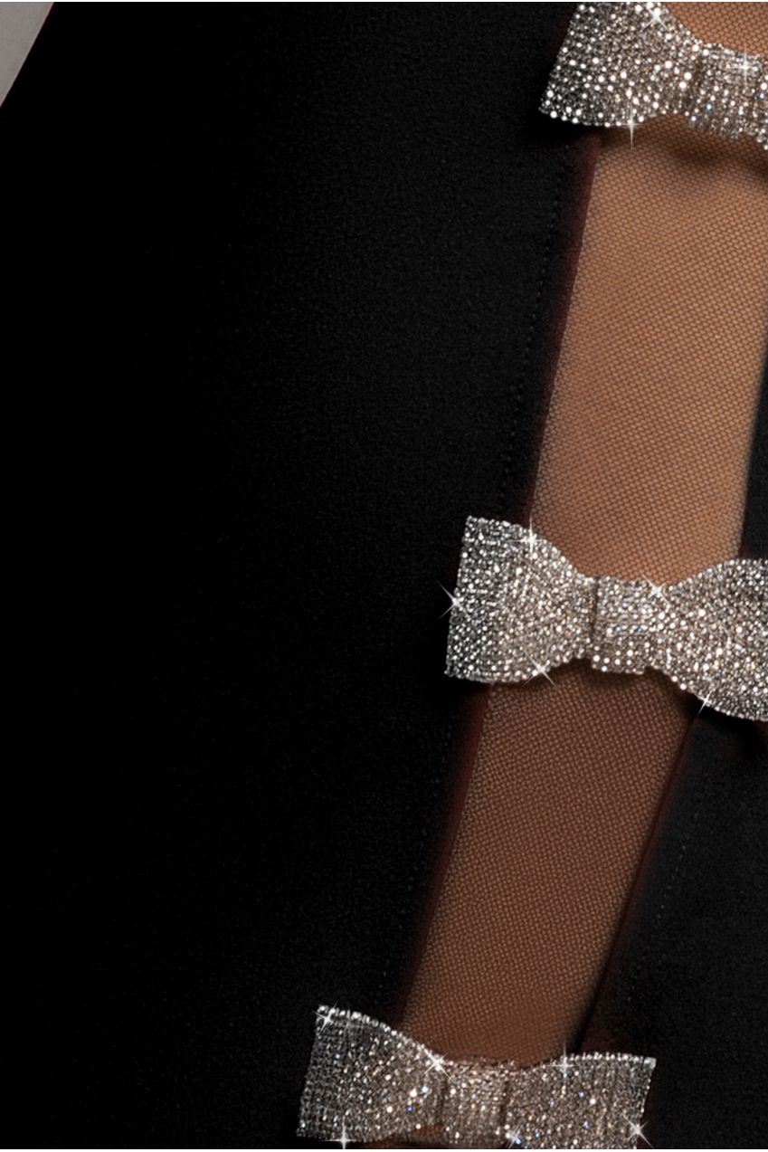 Bow Embellished Strapless Mermaid Maxi Dress - Black DR4422