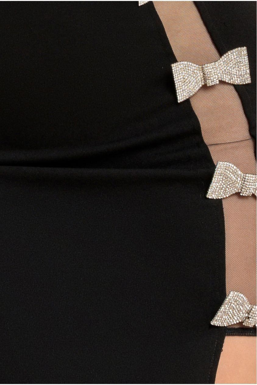 Bow Embellished Strapless Mermaid Maxi Dress - Black DR4422