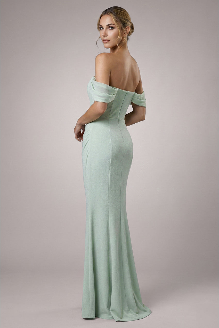 Bardot Scuba & Chiffon Cowl Maxi Dress - Sage Green DR4438QZ