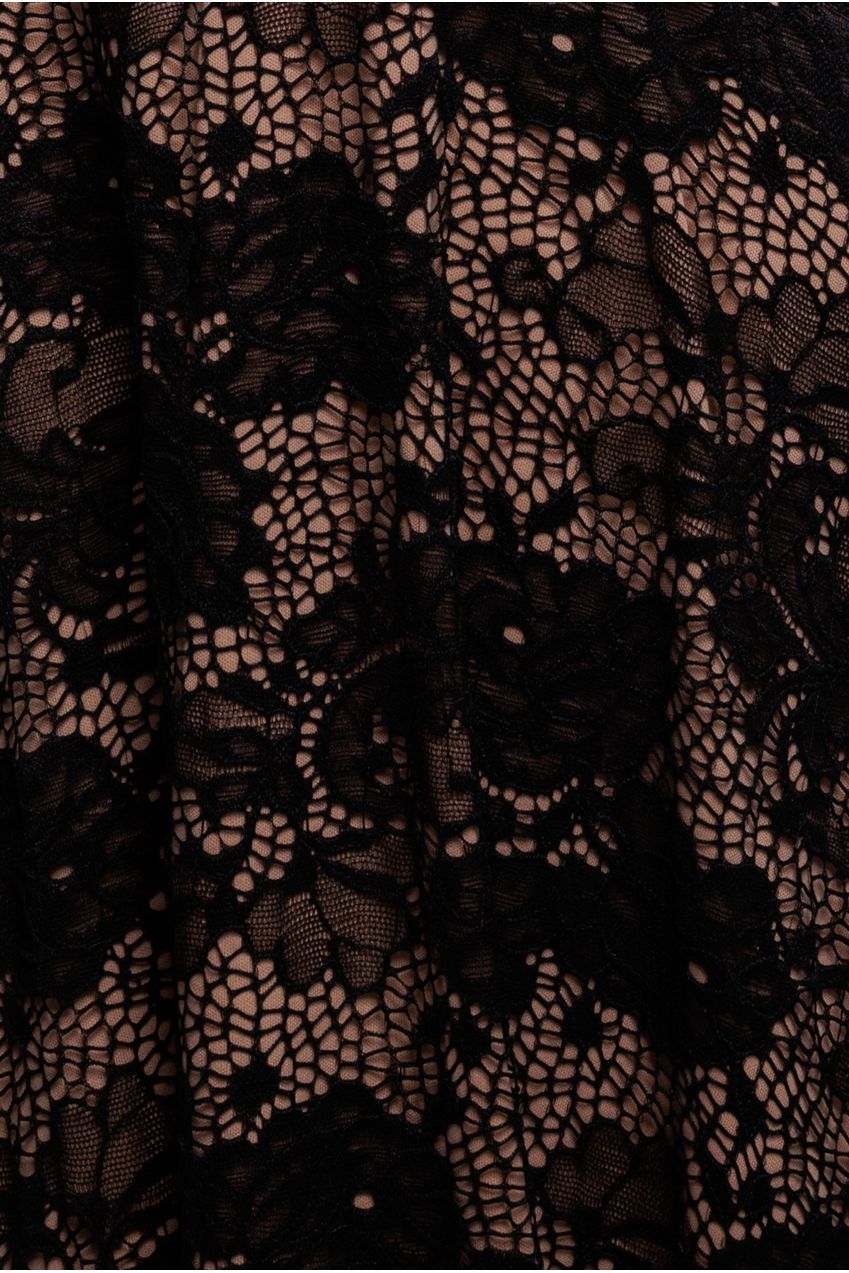 Scalloped Lace A-line Midi Dress - Black DR4478