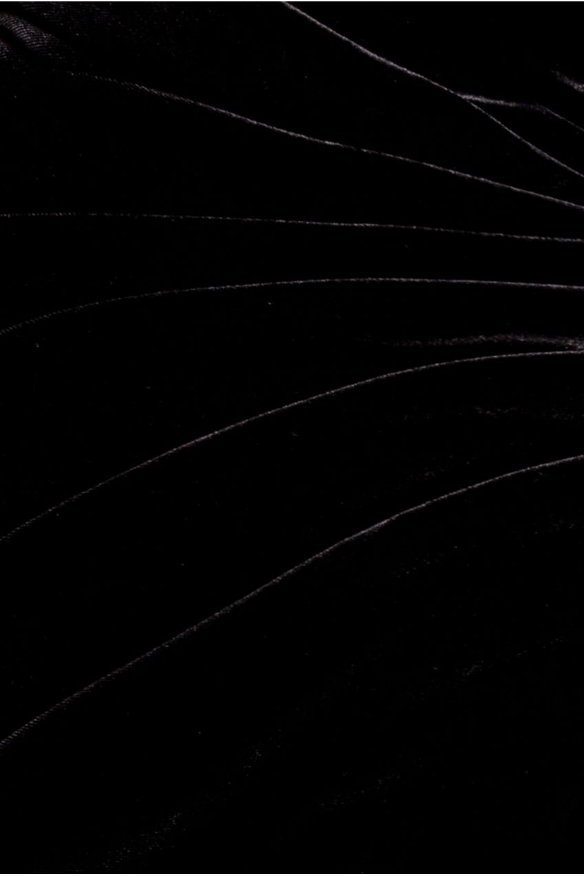 Crochet Velvet Wrap Midi Dress - Black DR4483