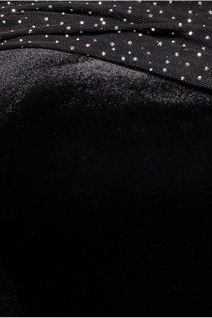 Off Shoulder Hotfix Diamante Wing Velvet Maxi Dress - Black DR4484PLUS