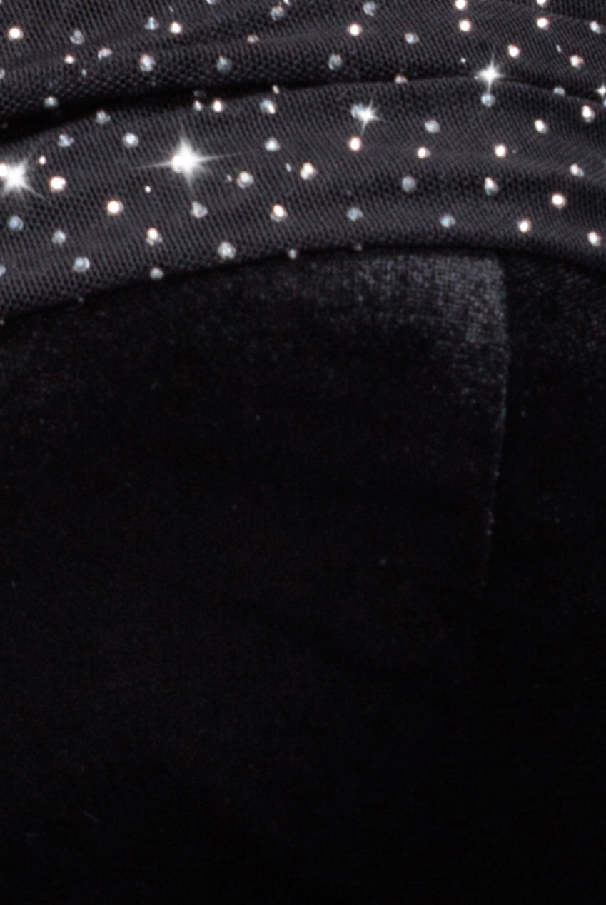 Off Shoulder Hotfix Diamante Wing Velvet Maxi Dress - Black DR4484