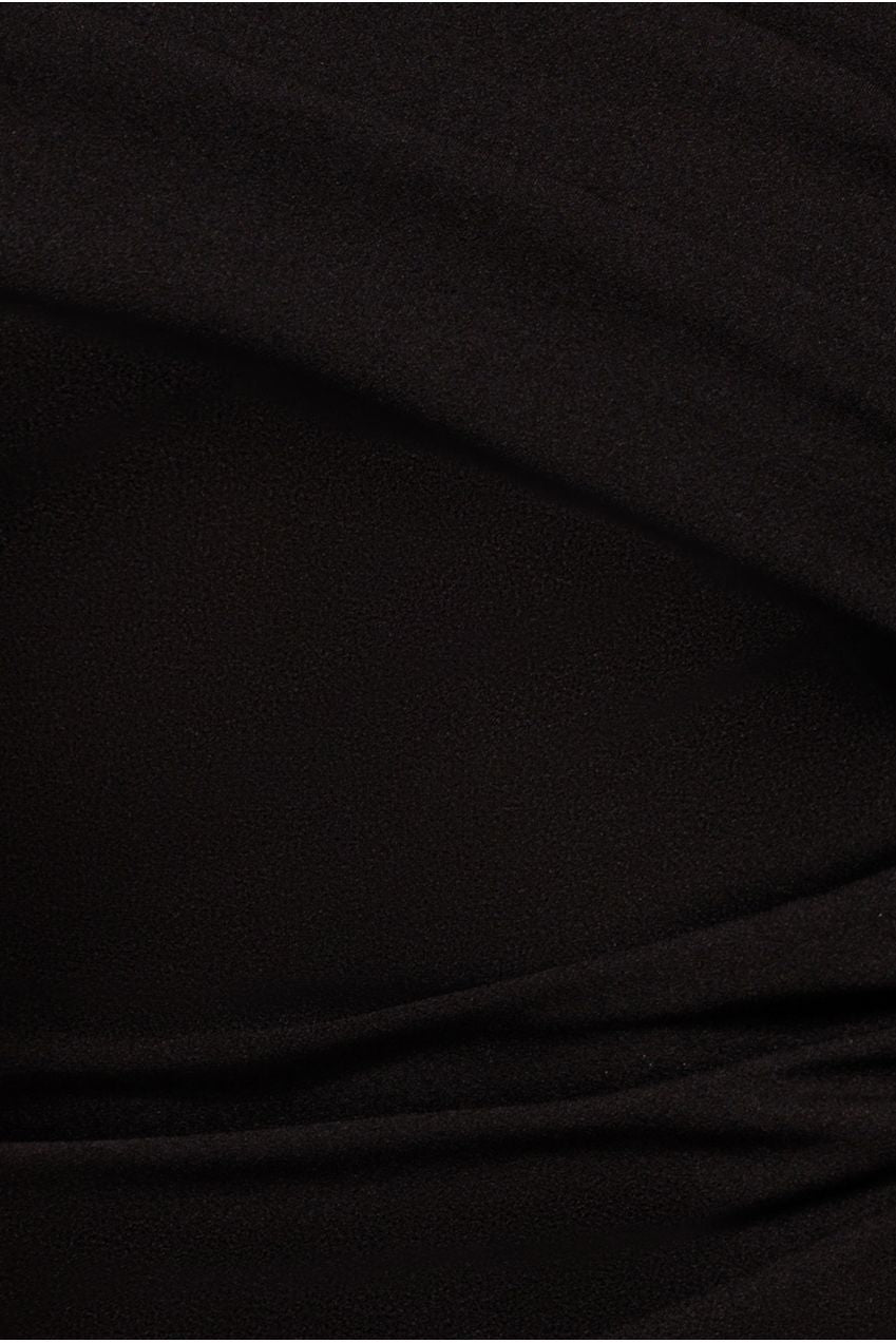 Scuba Crepe Pleated Drop Shoulder Midi Dress - Black DR4490